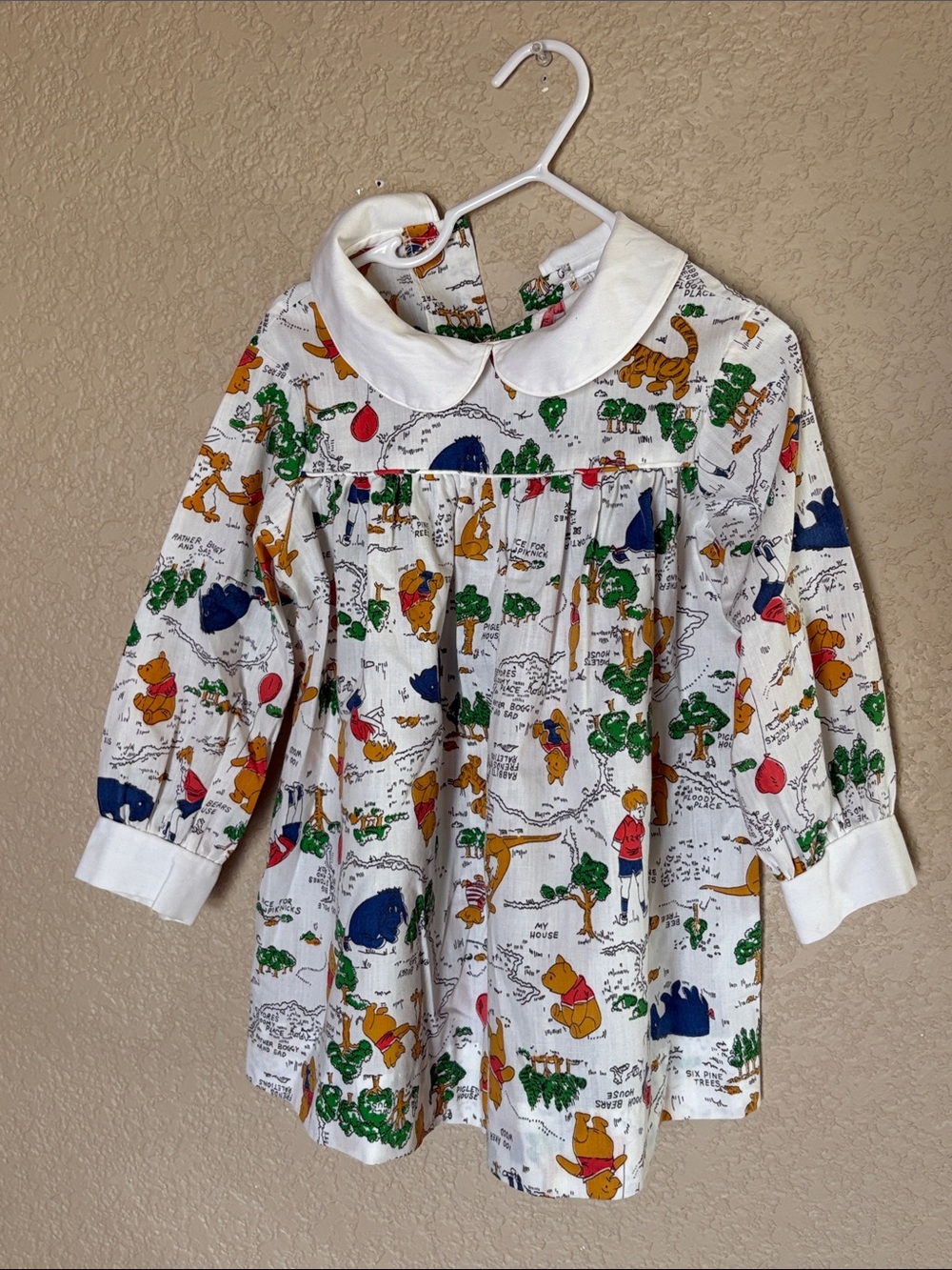 Vintage 1980s Sears Winnie the Pooh Peter Pan Collar Dress —Multi Characters